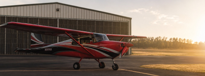 Cessna on the ramp at golden hour